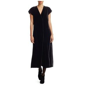 Akris Punto V neck black velvet midi dress size 4